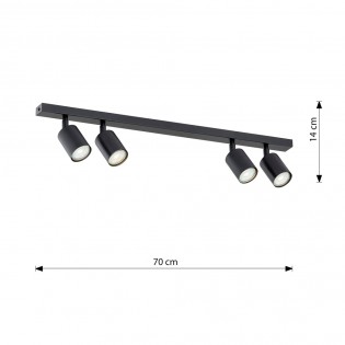 Regleta de techo Dongor Negro (4 luces)