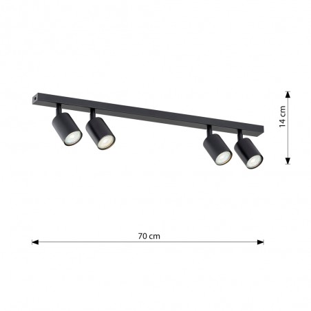 Regleta de techo Dongor Negro (4 luces)