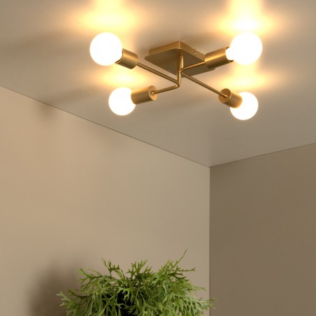Plafón de techo Lester Oro (4 luces)