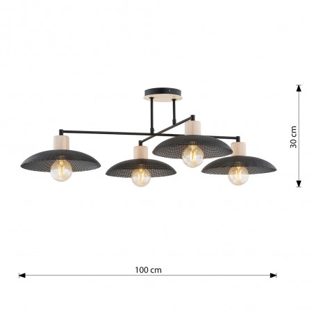 Lámpara de techo Briana Negro (4 luces)