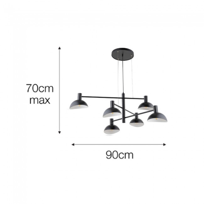 lampara colgante artistika 6 luces