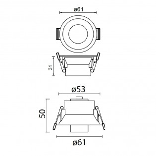 Empotrable de techo LED Trimasi Negro (5W)
