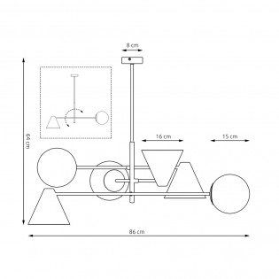 Lámpara de techo Semra Negro (6 luces)