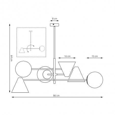 Lámpara de techo Semra Negro (6 luces)