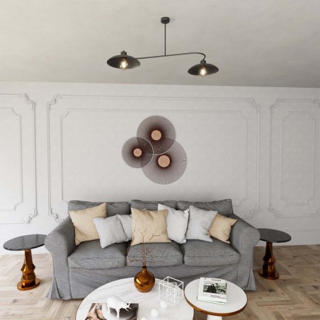 Plafón de techo Ribas Negro (2 luces)