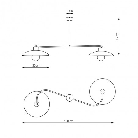 Plafón de techo Ribas Negro (2 luces)