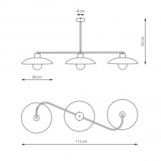 Plafón de techo Ribas Negro (3 luces)