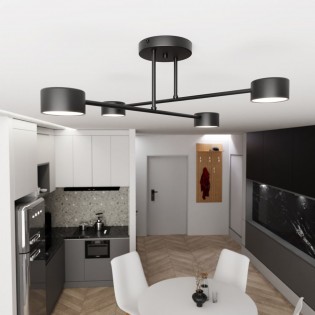 Plafón de techo Tanfa Negro (4 luces)