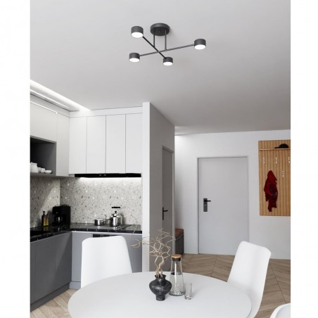 Plafón de techo Tanfa Negro (4 luces)