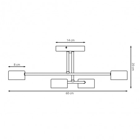 Plafón de techo Tanfa Negro (4 luces)