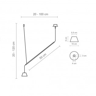 Lámpara colgante LED Absidiola Cónica Móvil (4x3.5W)