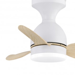 Ventilador de techo LED Fonfu Blanco+Madera CCT Dim (20W)