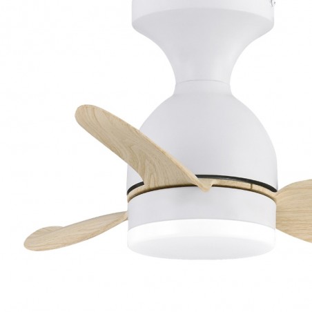 Ventilador de techo LED Fonfu Blanco+Madera CCT Dim (20W)