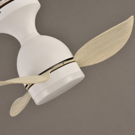 Ventilador de techo LED Fonfu Blanco+Madera CCT Dim (20W)