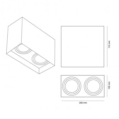 Foco de superficie Clark (2 luces)
