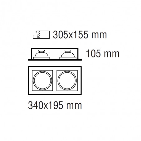 Empotrable de techo Tecno (2 luces)