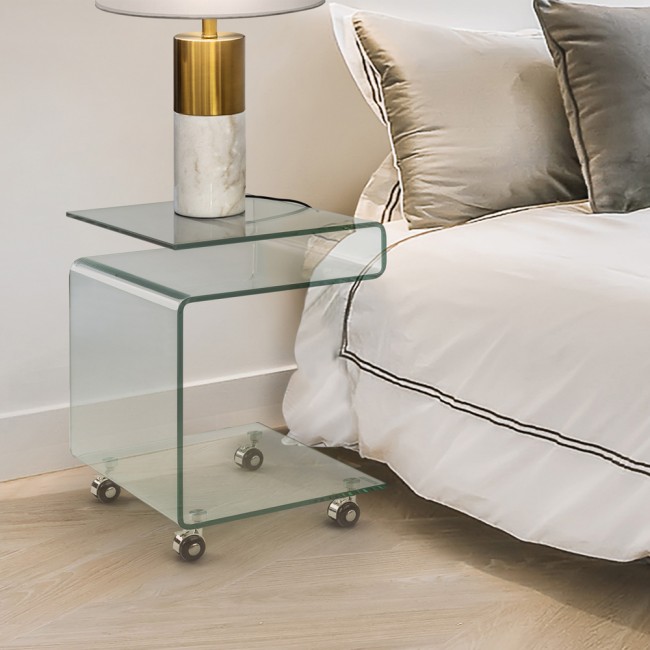 Mesa auxiliar con ruedas Glass (42x38)