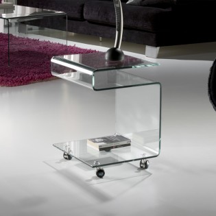 Mesa auxiliar con ruedas Glass (42x38)