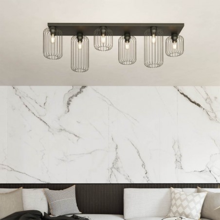 Plafón de techo Coberti Negro (6 luces)