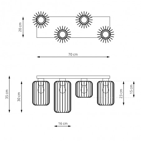 Plafón de techo Coberti Oro (4 luces)