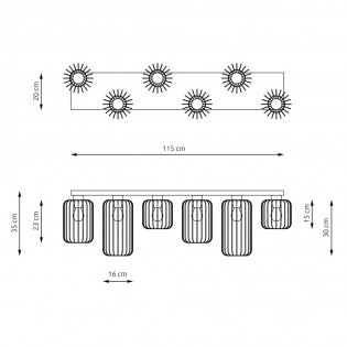 Plafón de techo Coberti Oro (6 luces)