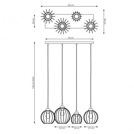 Lámpara de techo Fersan Oro (4 luces)