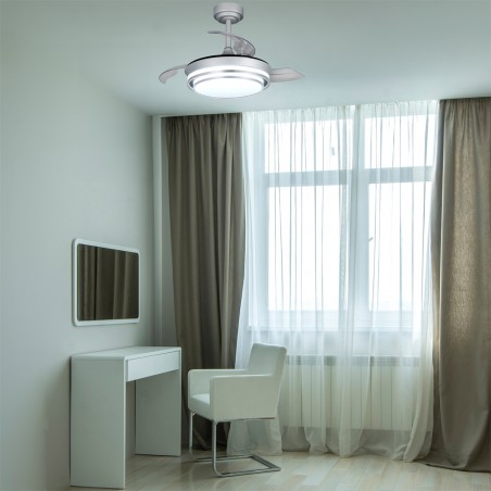 Ventilador LED aspas plegables Mesina Mini Plata CCT Dim (46W)