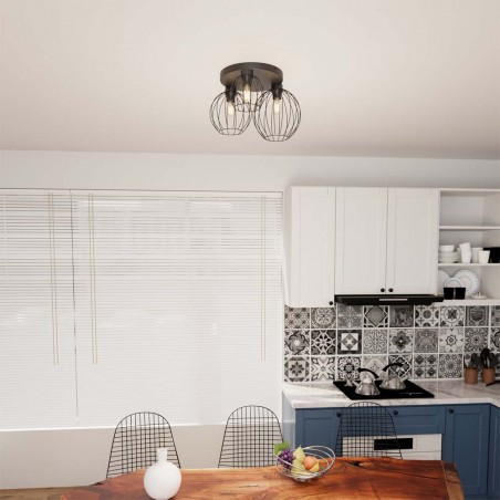 Plafón de techo Indo Negro (3 luces)