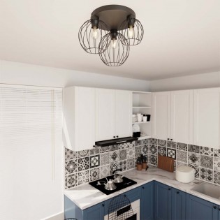 Plafón de techo Indo Negro (3 luces)