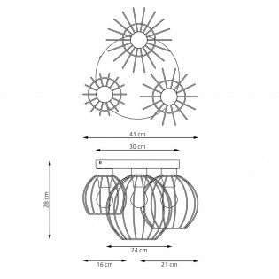 Plafón de techo Indo Negro (3 luces)