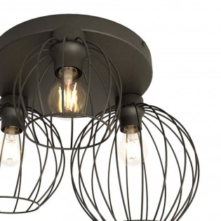 Plafón de techo Indo Negro (3 luces)
