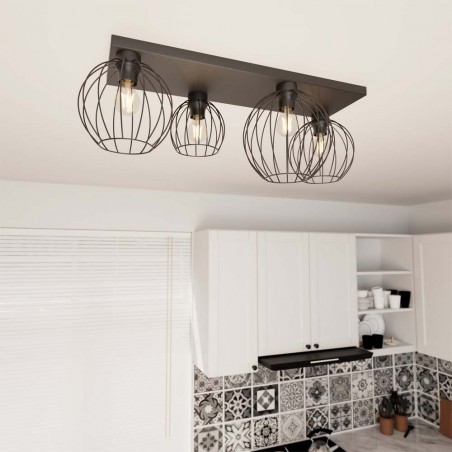 Plafón de techo Indo Negro (4 luces)