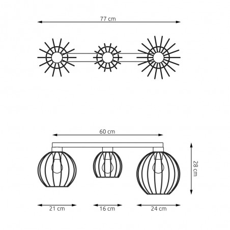 Regleta de techo Indo Oro (3 luces)