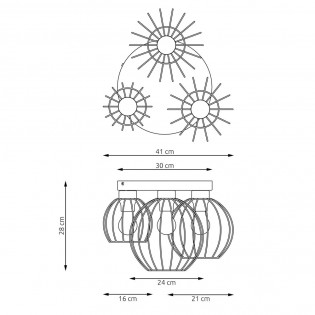 Plafón de techo Indo Oro (3 luces)