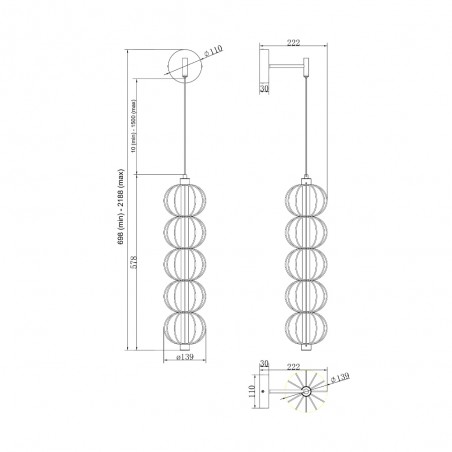 Aplique de pared LED Golden Cage (17W)