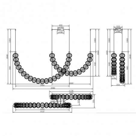 Lámpara colgante LED Golden Cage (107W)