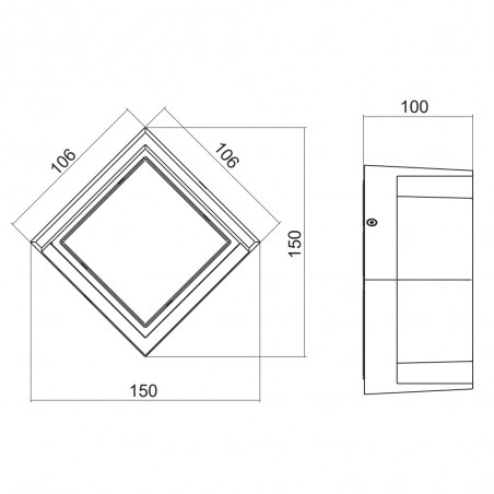 Aplique de pared de exterior LED Puno SQ (8W)