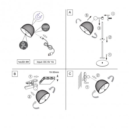 Lámpara LED con batería recargable Maxima (3W)