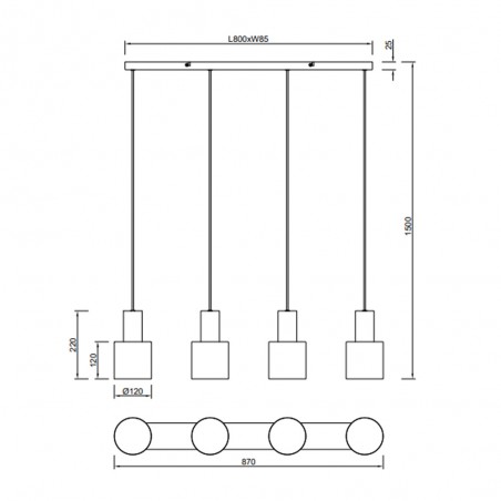 Lámpara colgante Agudo (4 Luces)