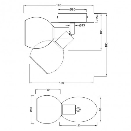 Aplique de pared orientable Brest