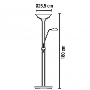 Lámpara de pie LED Lampa Cuero (15W+8W)