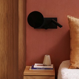 Aplique LED con lector Klee Derecho Negro (10+3W)