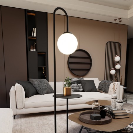 Lámpara de pie con mesita Alcare Negro