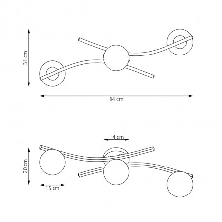 Plafón de techo Terima Grafito (3 luces)