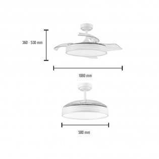 Ventilador LED aspas retráctiles Anemoi CCT (72W)