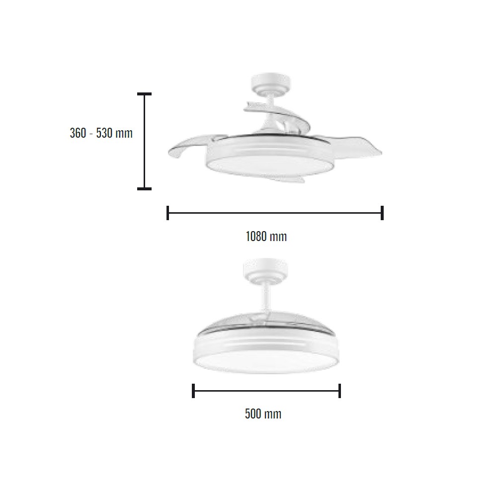 ventilador led aspas retractiles anemoi cct 72w