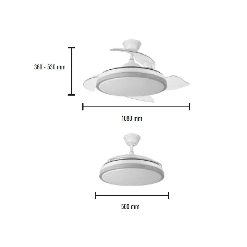 ventilador led aspas retractiles aquilone cct 72w
