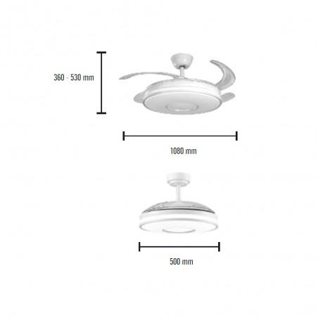Ventilador LED aspas retráctiles Sotovento CCT (72W)