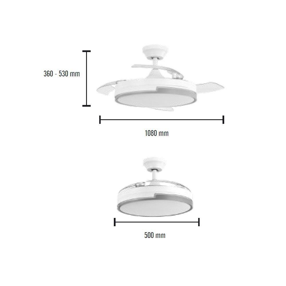 ventilador led aspas retractiles vespero cct 72w ventilador led aspas retractiles vespero cct 72w