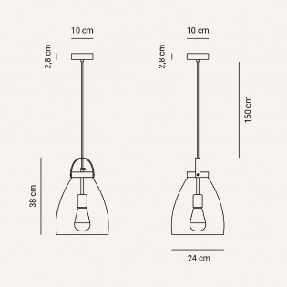 Lámpara de techo Cloche Fumé